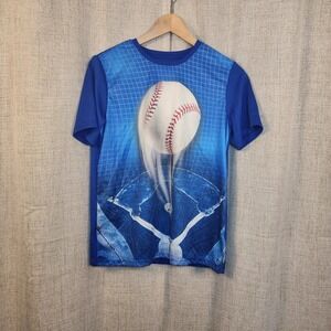 Athletic Works Baseball Graphic Tee Shirt Youth Boys XL (14-16) Blue Spring Ball